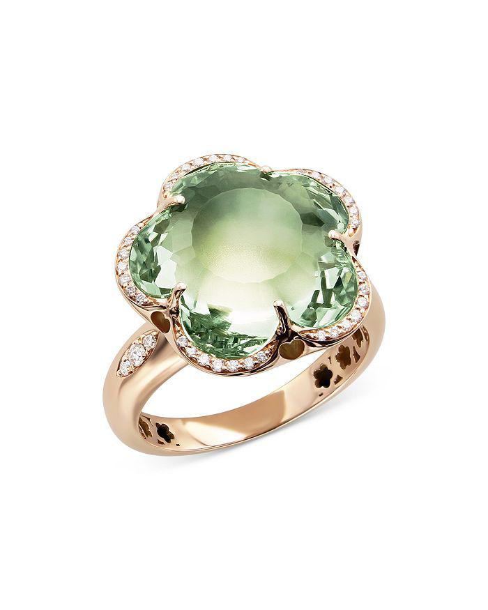 Pasquale Bruni 18K Rose Gold Bon Ton Diamond 
Prasiolite Dolce Vita Statement Ring