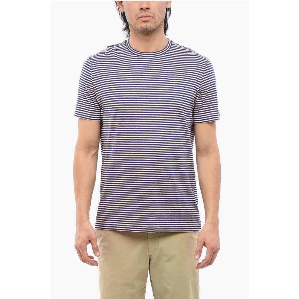 ALTEA Stripe Motif Linen Blend Men's T-shirt 1