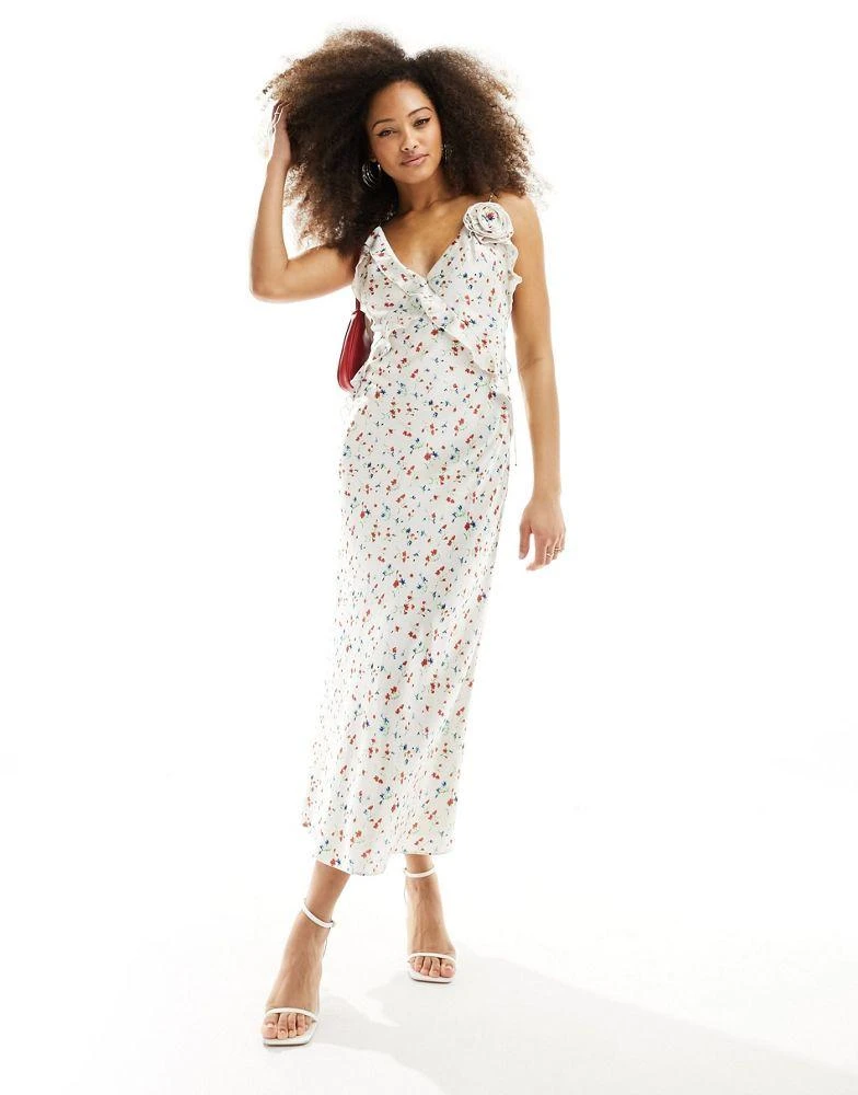 Bardot Bardot cherry ruffle maxi dress in white 1