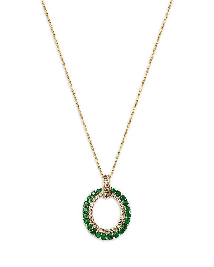Bloomingdale
s Fine Collection Emerald
Diamond Circle Pendant Necklace in 14K Yellow Gold