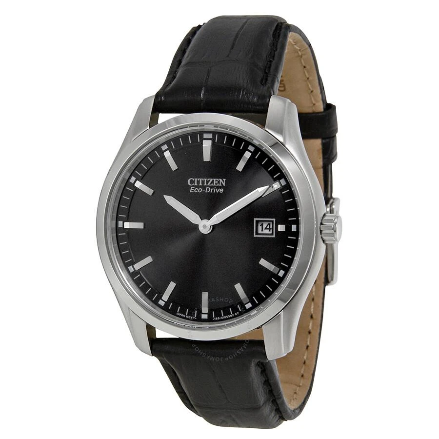 Citizen Eco Drive Black Dial Black Leather Men's Watch AU1040-08E 1