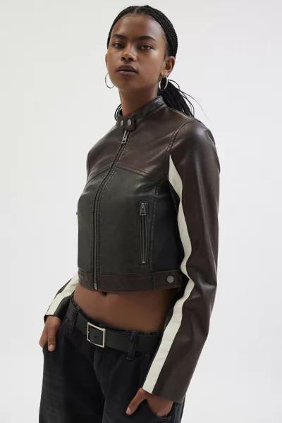 Urban Outfitters UO Jordan Faux Leather Fitted Racer Moto Jacket