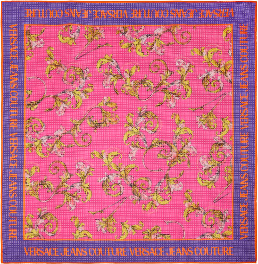 Versace Multicolor Outline Barocco Large Silk Foulard Scarf