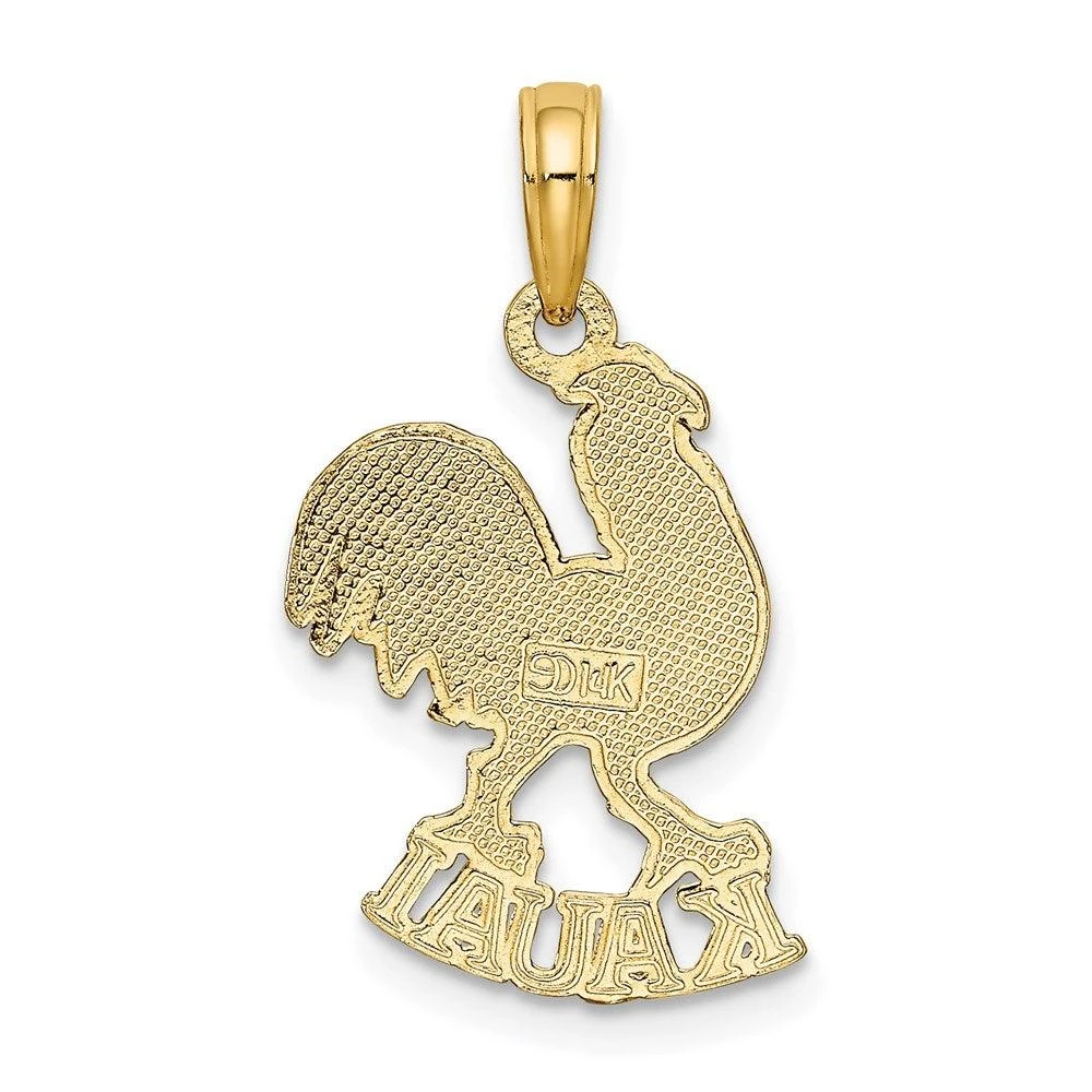 Diamond2Deal 14k Yellow Gold KAUAI Rooster Charm Pendant 3