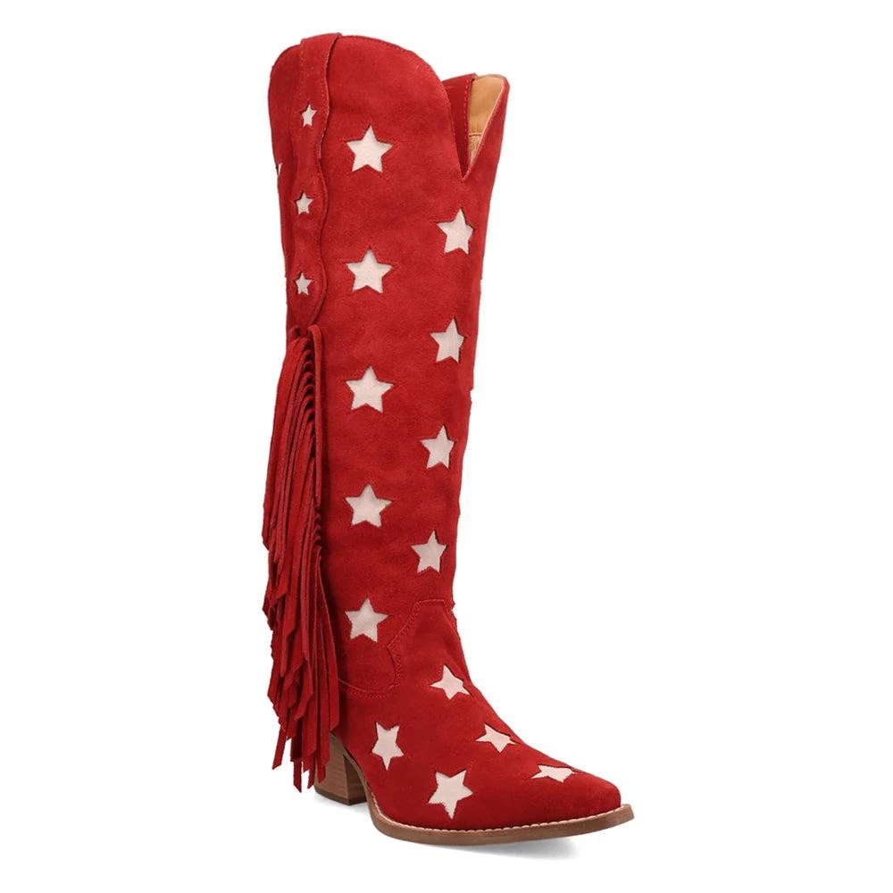 Dingo Super Star Fringe Tooled Inlay Snip Toe Cowboy Boots 2