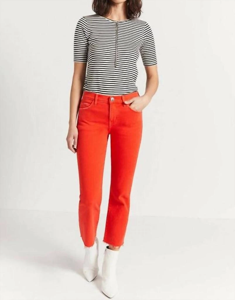 Current Elliott The Kick Flare Crop High Waist Jean In Fiery Red 3