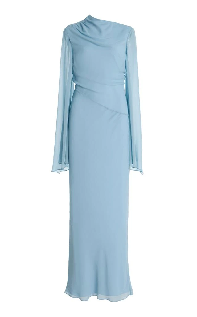 de La Vali - Exclusive Olas Satin Maxi Dress - Blue - UK 4 - Moda Operandi