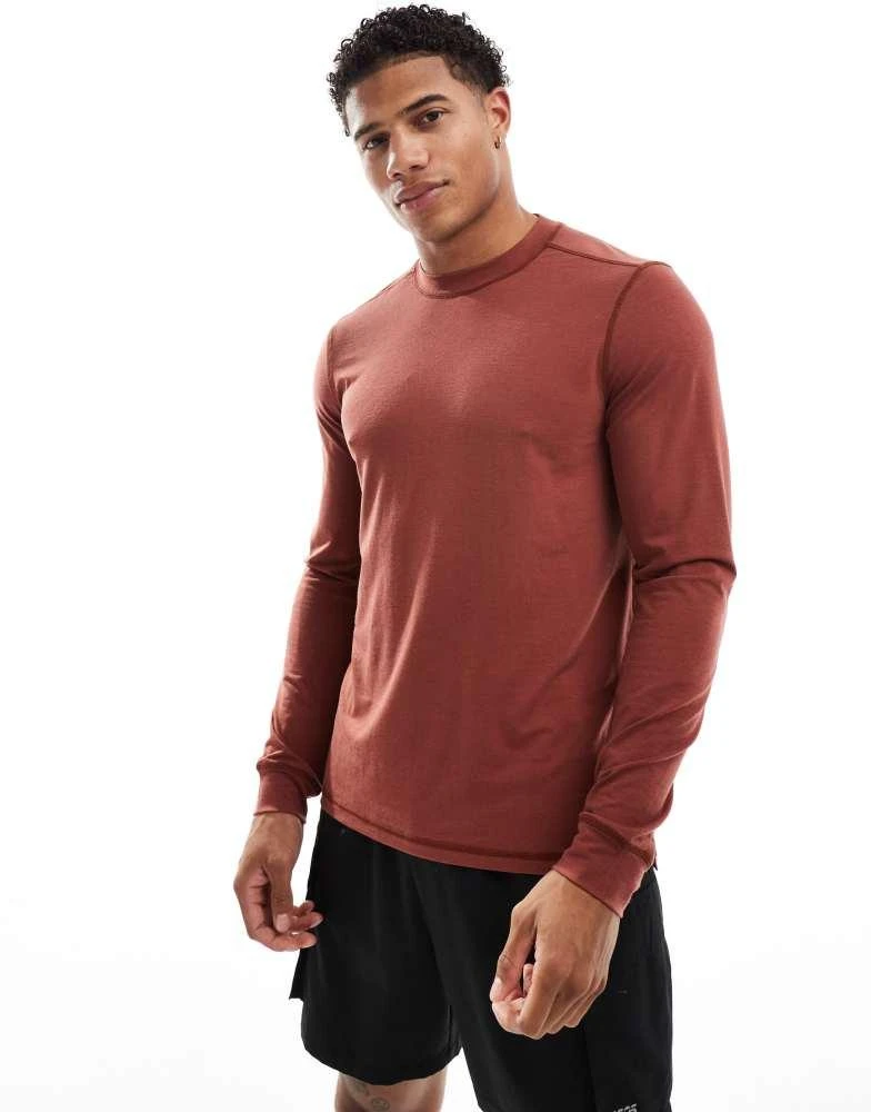 ASOS 4505 Icon performance jersey quick dry long sleeve training top in rust 1