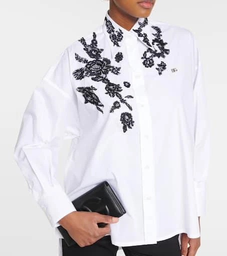 Dolce 
Gabbana Lace-appliqué cotton poplin shirt 4