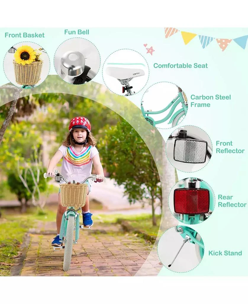 Costway 18" Kid's Bike with Training Wheels Adjustable Handlebar Seat Handbrake 8