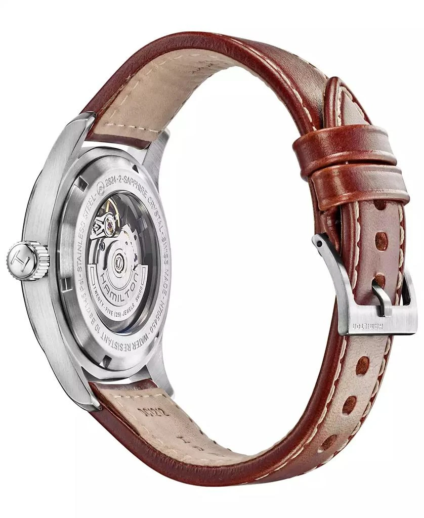 Hamilton Men
s Swiss Automatic Khaki Field Brown Leather Strap Watch 42mm H70555533 3