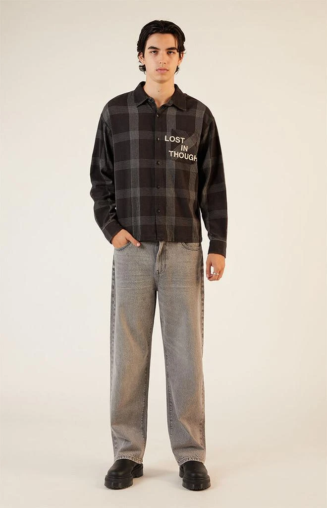 PacSun Black Graphic Flannel Shirt 4