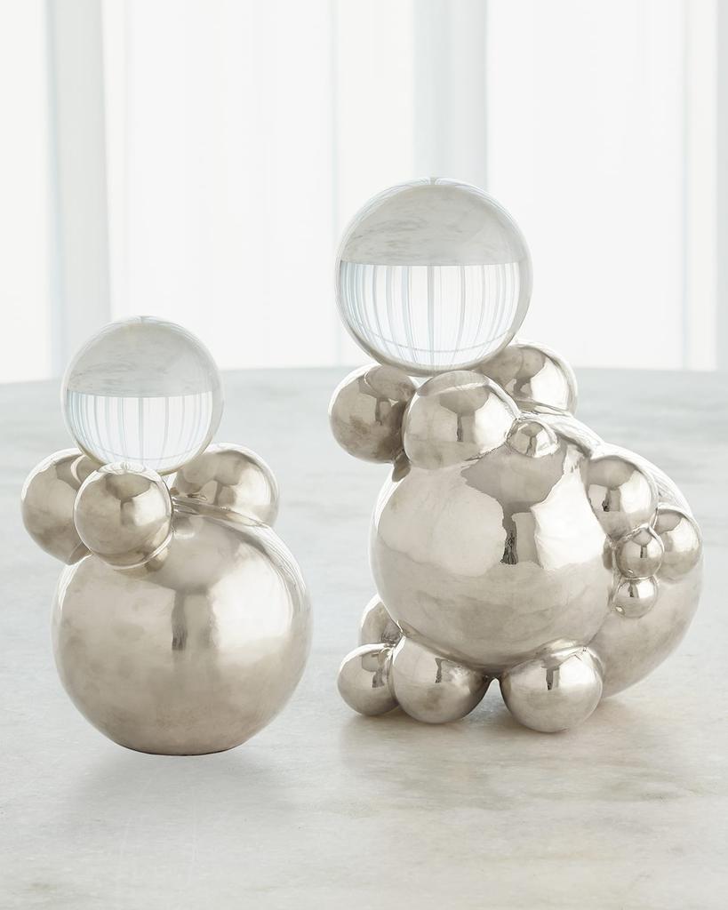 Global Views Small Bubble Orb Holder with Crystal Orb, 8.5"
