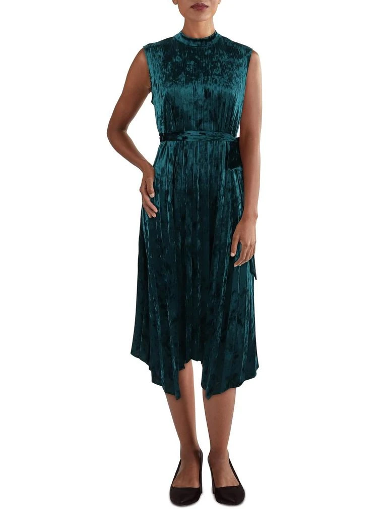 Tahari Petites Womens Velvet Sleeveless Fit & Flare Dress 1