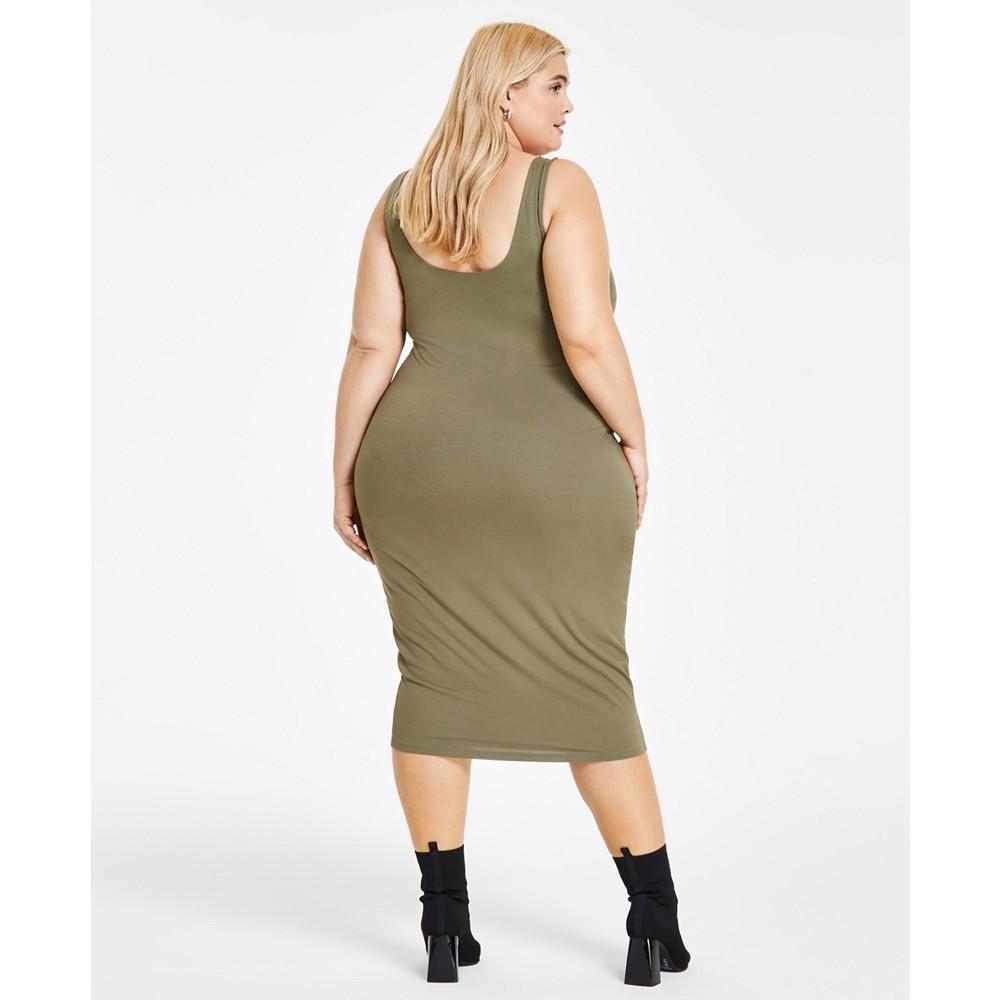 Bar III Trendy Plus Size Sleeveless Bodycon Midi Dress, Created for Macy's