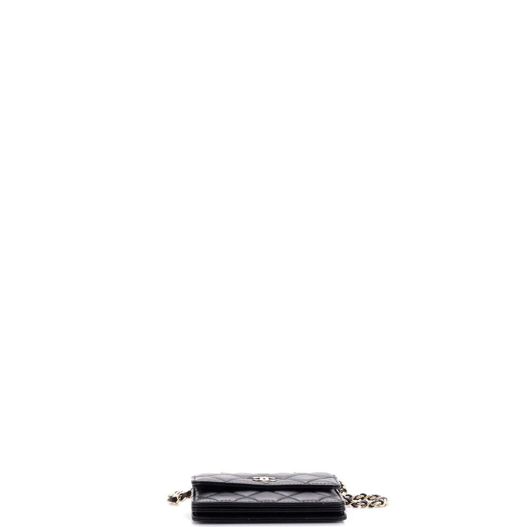 Chanel Camellia Bow Flap Card Holder with Chain Quilted Lambskin 4