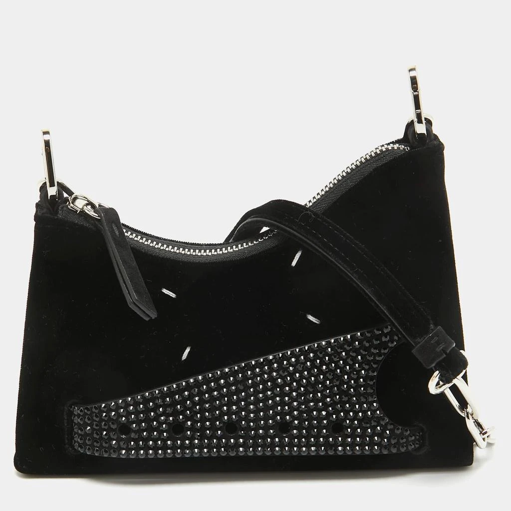 MAISON MARGIELA Maison Margiela Black Velvet Micro Embellished Snatched Hobo 1