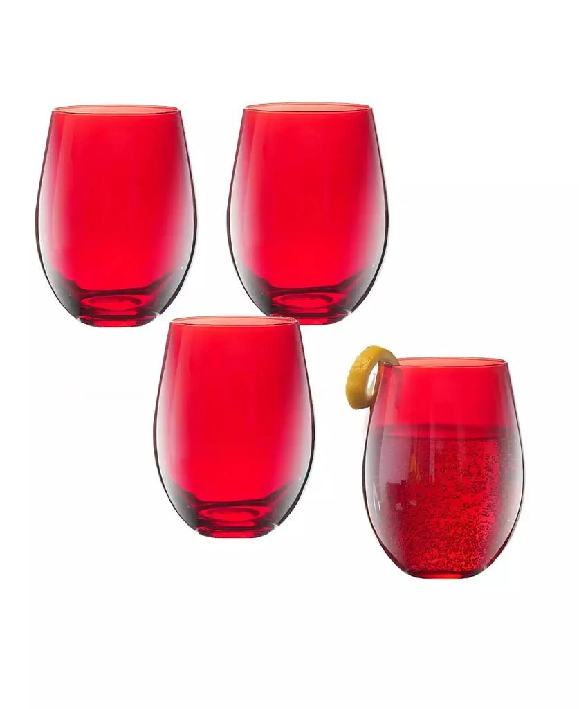 Qualia Glass Carnival Stemless 19 oz Wine Glasses, Set of 4