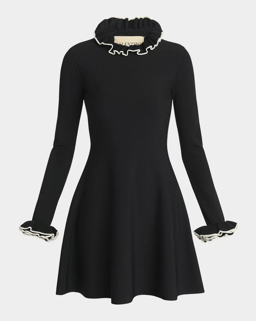 Valentino Ruffle-Trim Knit Mini Sweater Dress 1