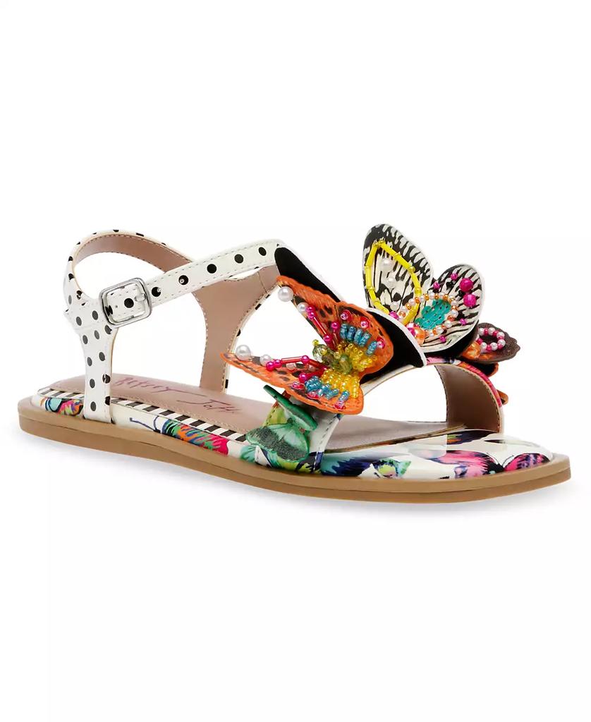 Betsey Johnson Little and Big Girls Dacie Flat Sandals with Butterfly Embellishments