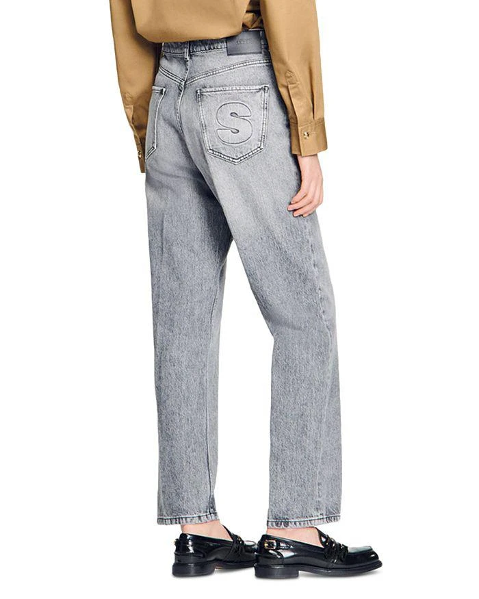 Sandro Bibi Low Rise Straight Leg Jeans in Grey 3