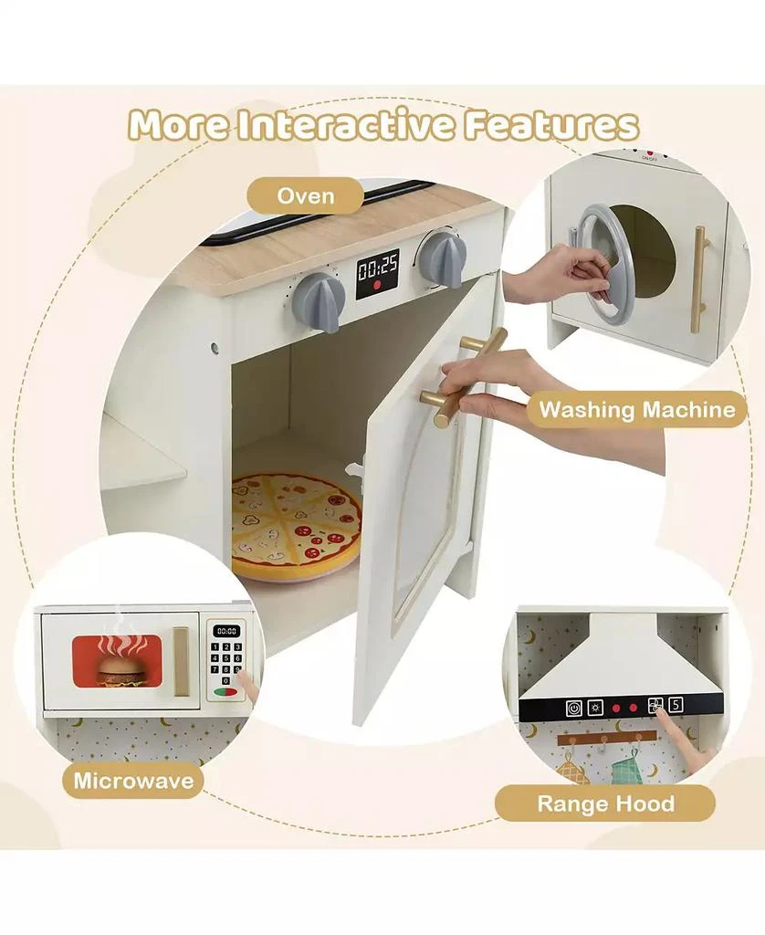 Mecale Kids Play Kitchen, Wooden Corner Kitchen Playset with Working Faucet 
Sink 6