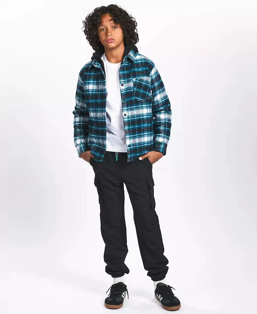 Sovereign Code Big Boys Plaid Hooded Shirt Jacket 4