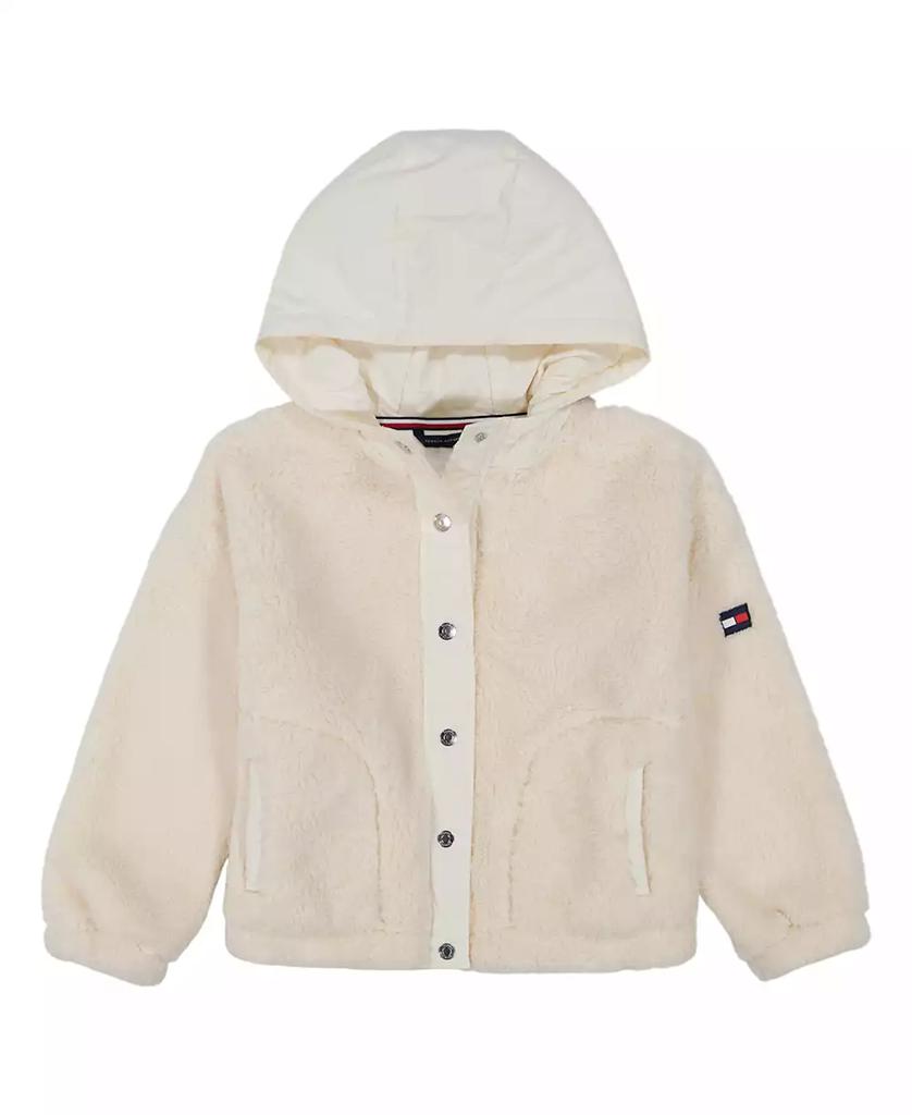 Tommy Hilfiger Big Girls Mixed Media Minky Snap Front Hoodie