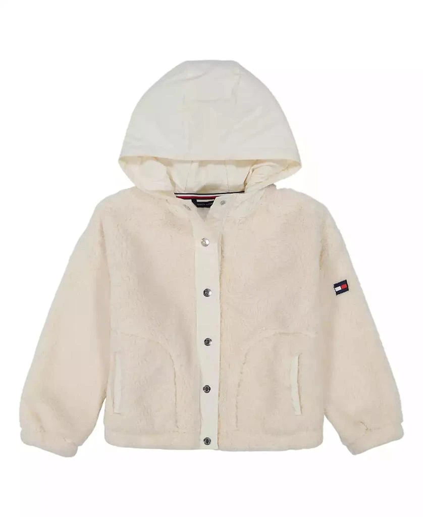 Tommy Hilfiger Big Girls Mixed Media Minky Snap Front Hoodie 1