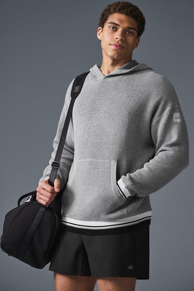 Alo Sports Club Sweater Knit Hoodie - Athletic Heather Grey