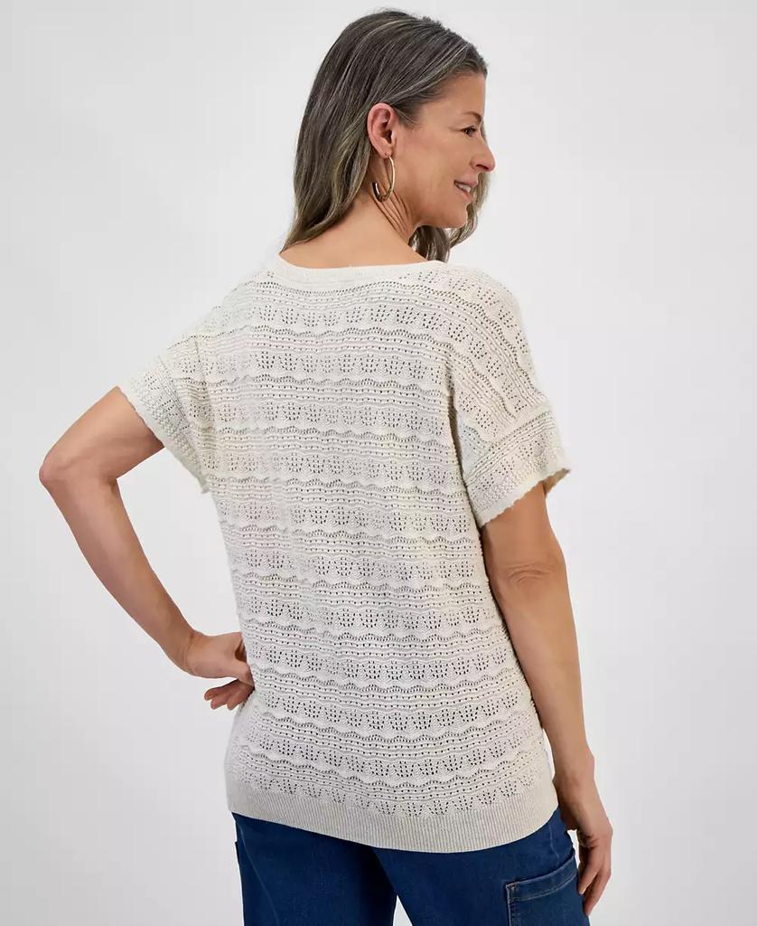 Style & Co Women's Lurex Shine Pointelle Dolman-Sleeve Sweater, Exclusively at Macy's