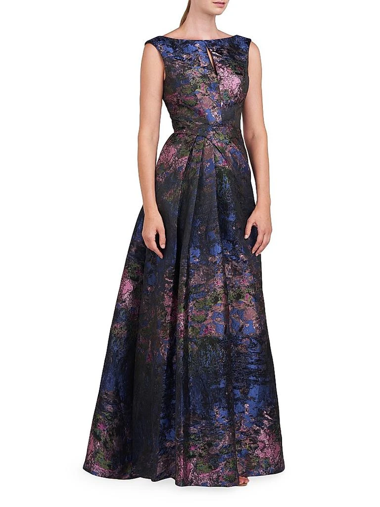 Kay Unger Winona Monet Jacquard Cap-Sleeve Gown 3