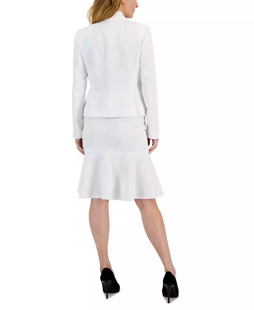 Le Suit Women's Crepe Button-Front Flounce Skirt Suit, Regular and Petite