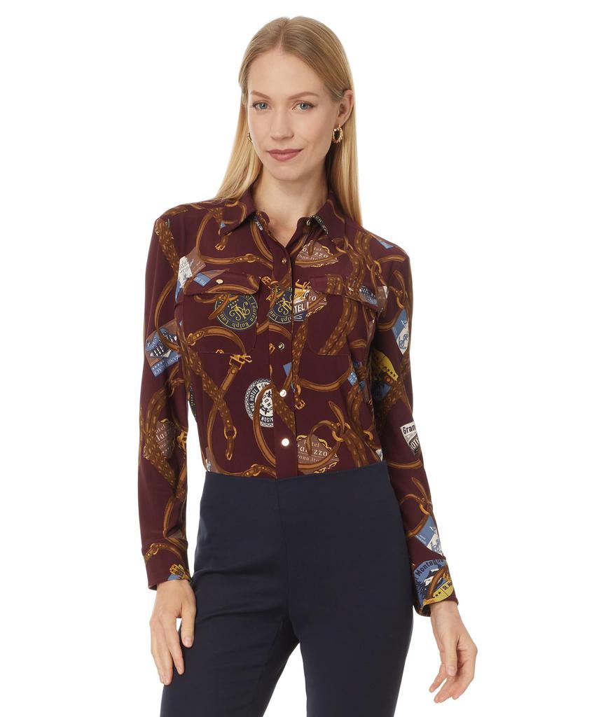 ラルフ・ローレン Lauren Ralph Lauren Petite Belting-Print Cotton Long-Sleeve Tee レデ Belting-Print Cotton Long-Sleeve Tee
