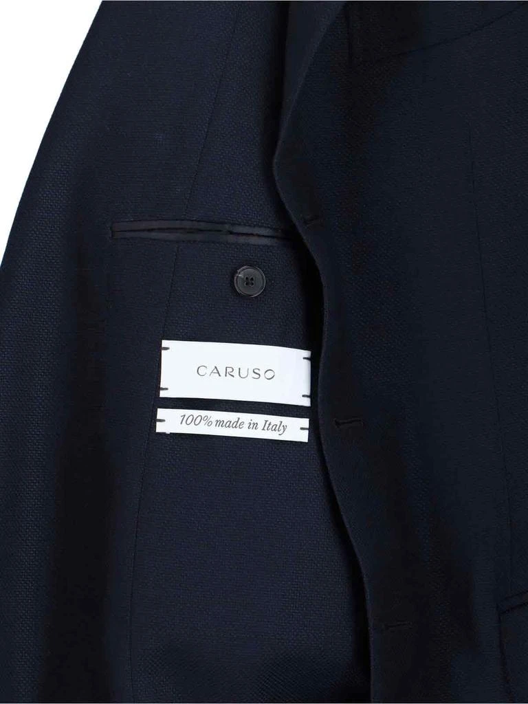 CARUSO Single-Breasted Blazer In Blue Wool, Dark Shade 3