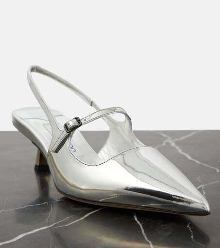 Jimmy Choo Didi 45 metallic leather slingback pumps - High