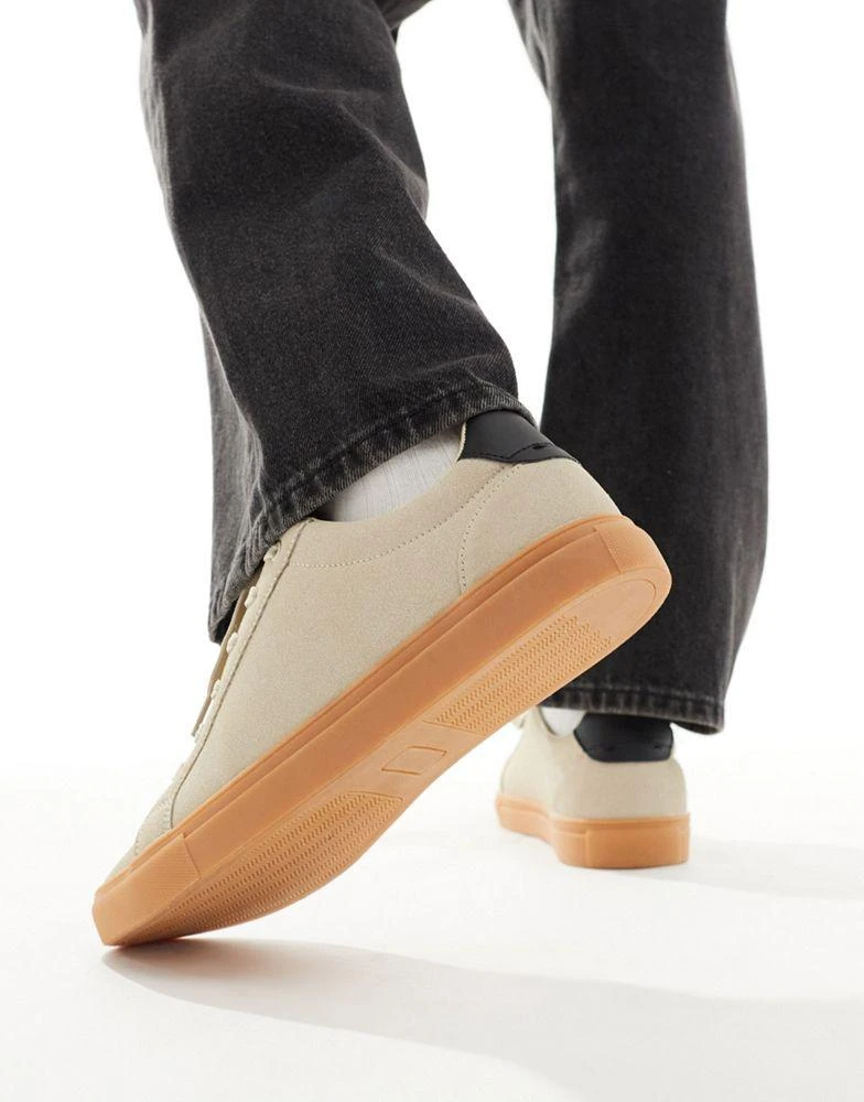 ASOS ASOS DESIGN beige suedette trainers with gum sole 3
