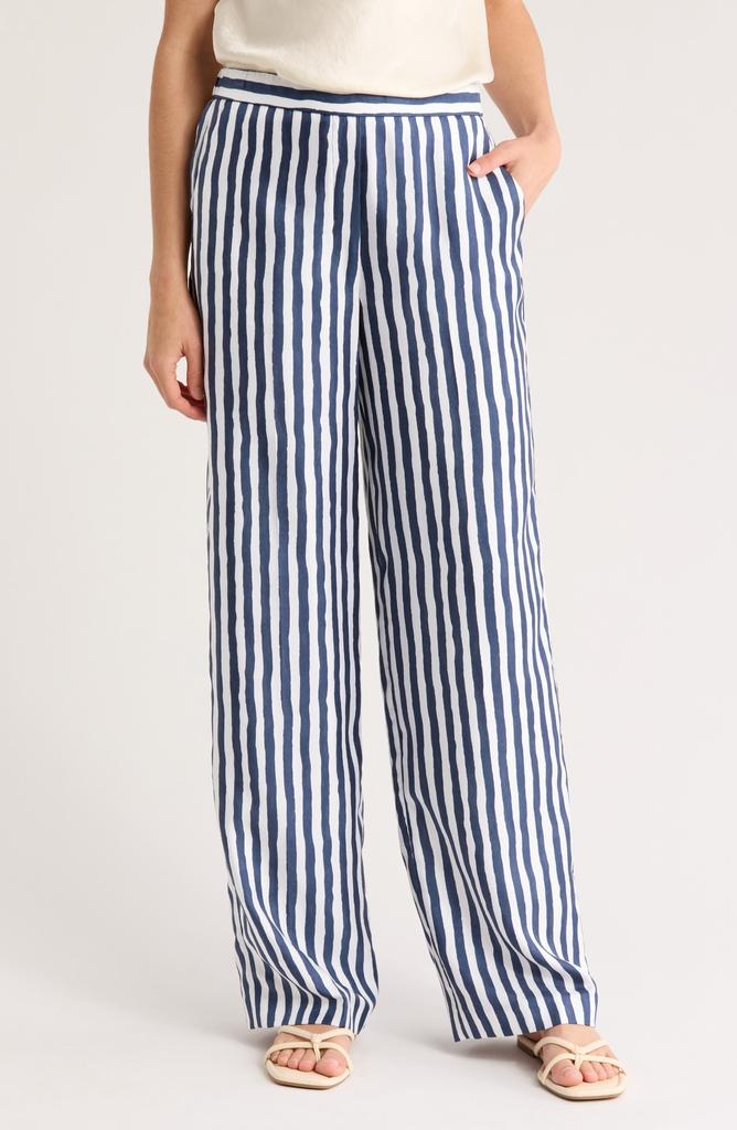 Theory Relax Stripe Silk Pull-On Pants