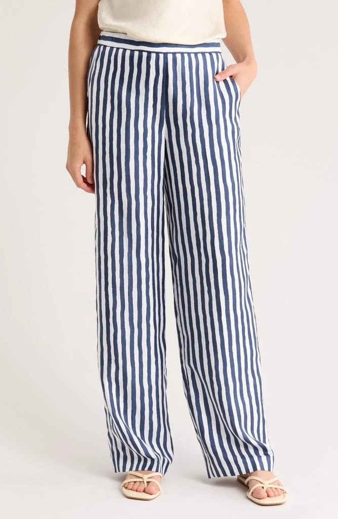 Theory Relax Stripe Silk Pull-On Pants 1