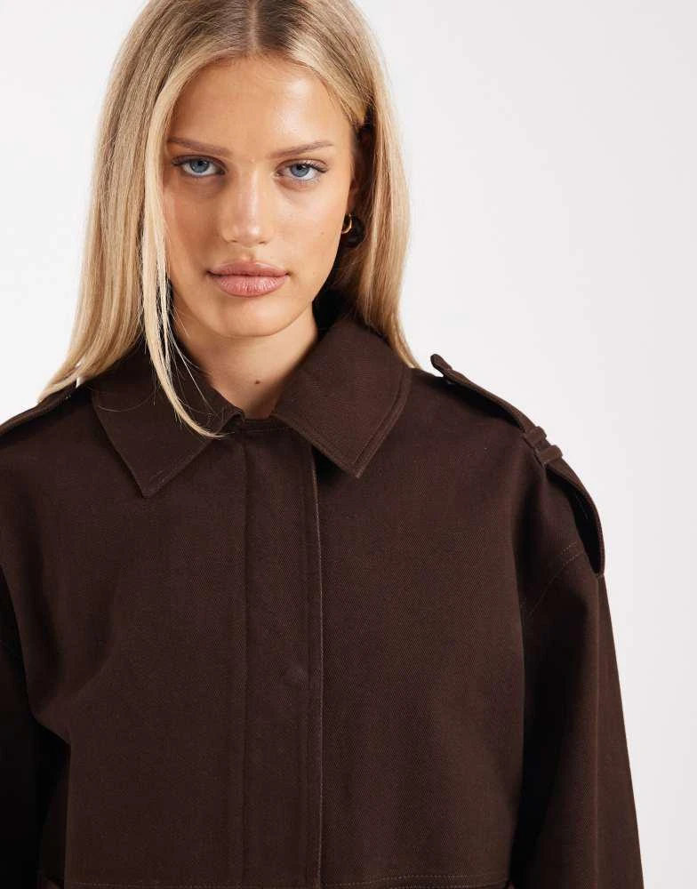 4th
Reckless 4th
Reckless cotton rich buckle detail zip through harrington jacket co-ord in chocolate 3