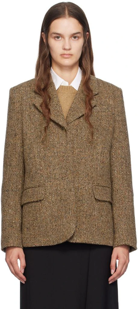 Hugo Boss Brown Herringbone Blazer 1