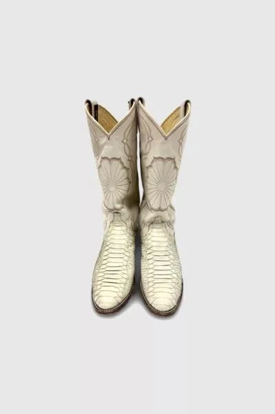 Urban Outfitters Vintage 1980’s Dan Post White Python Cowboy Boots 3