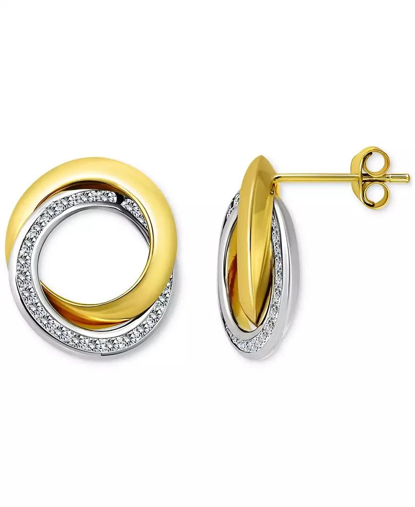 Giani Bernini Cubic Zirconia Interlocking Stud Earrings in Sterling Silver & 18k Gold Over Sterling Silver, Exclusively at Macy's 2