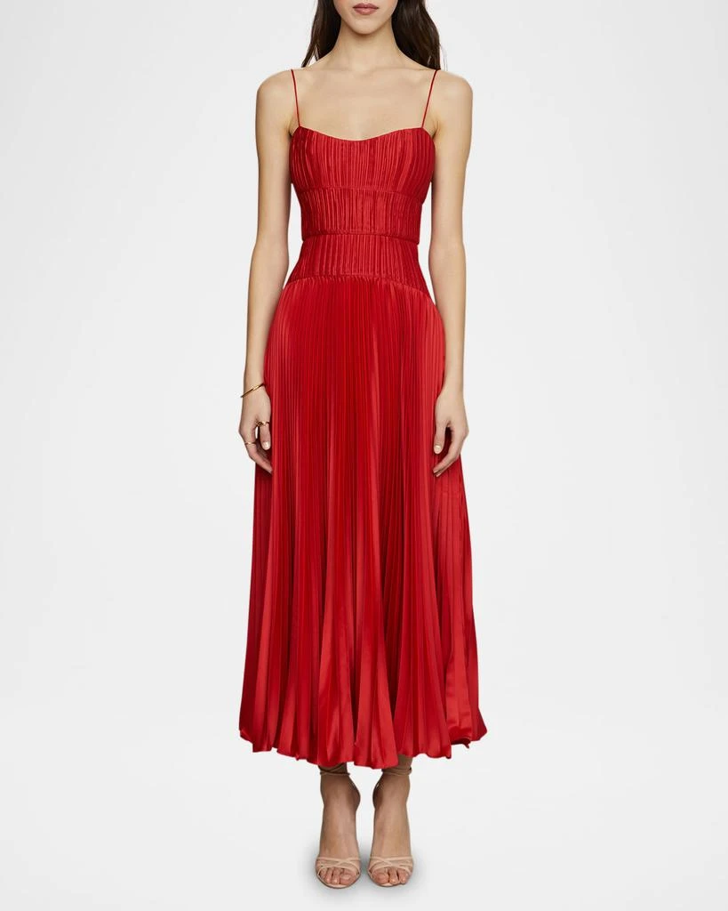 AMUR Cherry Pleated Drop-Waist Midi Dress 1