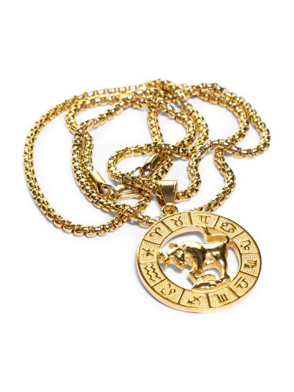 Jean Claude Goldplated Stainless Steel Zodiac Pendant Necklace