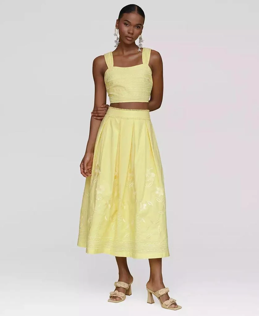 Avec Les Filles Women's Cotton Embroidered Midi Skirt 8