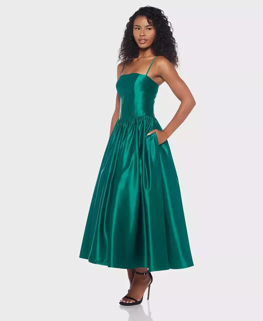 Alex & Sophia Juniors' Satin Corset Fit & Flare Dress - Emerald/emerald - Size 13/14