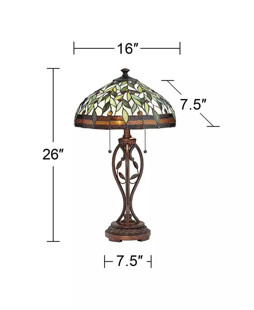 Robert Louis Tiffany Traditional Table Lamp 26" High Bronze Leaf and Vine Glass Shade for Living Room Family Bedroom Bedside Nightstand 3