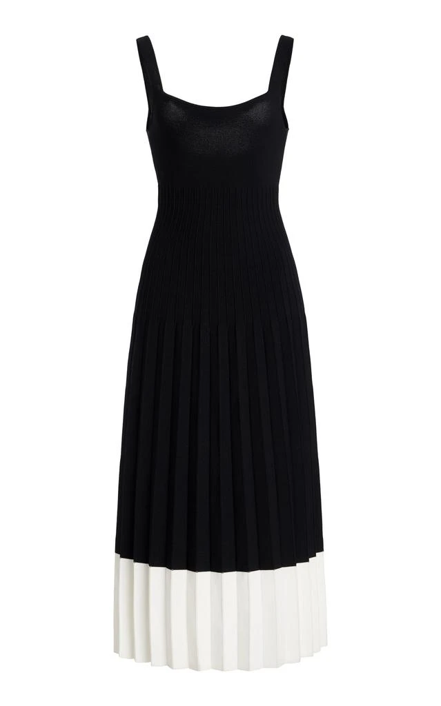 Staud STAUD - Ellison Pleated Compact-Knit Midi Dress - Black - S - Moda Operandi 1