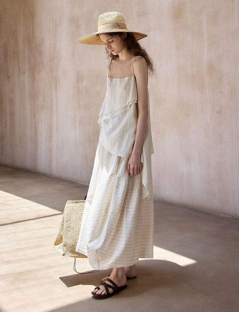 Pixie Market Cream Striped Cocoon Skirt 8